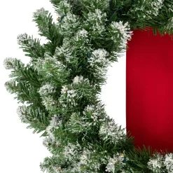 Specialty Wreaths*Northlight Set Of 3 Pre-Lit B/O Flocked Wreaths On Red Ribbon Christmas Decoration, 6.5'