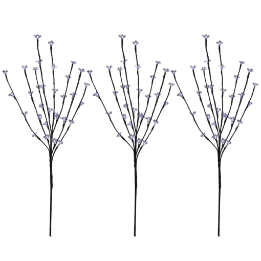 Sprays, Branches & Picks*Northlight Set Of 3 Pre-Lit Cherry Blossom Artificial Tree Branches, 72 Pure White Led Lights