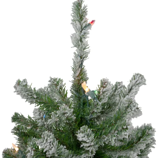 Northlight Pre-Lit Traditional Trees>Set Of 3 Pre-Lit Flocked Alpine Artificial Christmas Trees 5' - Multi Lights