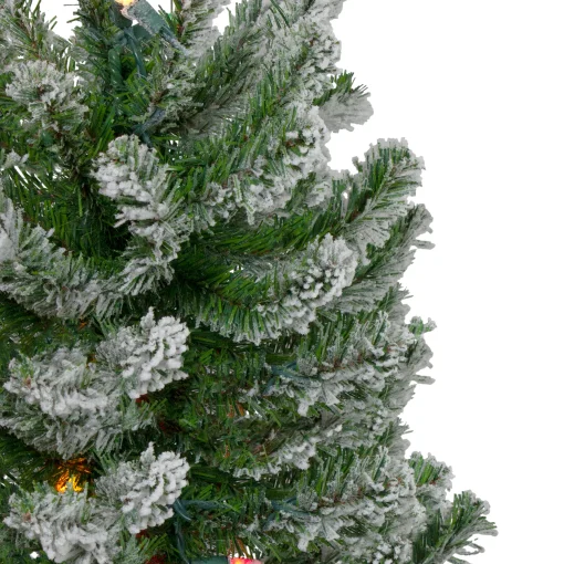 Northlight Pre-Lit Traditional Trees>Set Of 3 Pre-Lit Flocked Alpine Artificial Christmas Trees 5' - Multi Lights