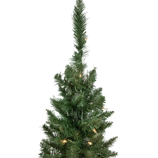 Northlight 4 And 4.5 Feet Tall>Set Of 2 Pre-Lit Potted Porch Pine Topiary Slim Artificial Christmas Trees 4' - Clear Lights