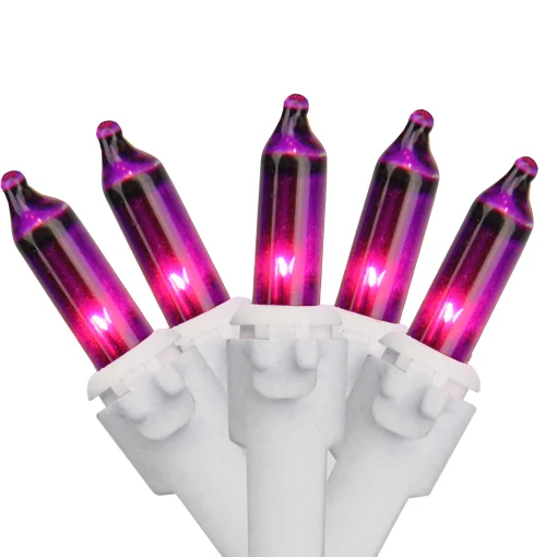 Northlight Set Of 100 Purple-Pink Mini Christmas Lights 2.5" Spacing - White Wire