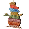 Designocracy Snowmen>Set Of 2 Quilted Snowman Wooden Christmas Ornaments 5.5"