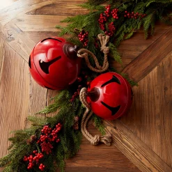 Melrose Bells & Jingle Buddies>Set Of 2 Red And Beige Sleigh Bell Christmas Ornaments 29"