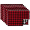 Linens*Contemporary Home Living Set Of 6 Red And Black Buffalo Plaid Christmas Placemats, 19"