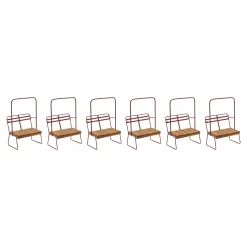 Melrose Hobbies>Set Of 6 Red And Brown Vintage Ski Chair Lift Christmas Ornaments 9"