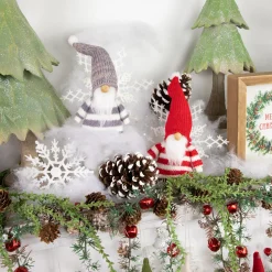 Northlight Fantasy & Sci Fi></noscript>Set Of 2 Red And Gray Striped Gnome Plush Christmas Ornaments 6.25