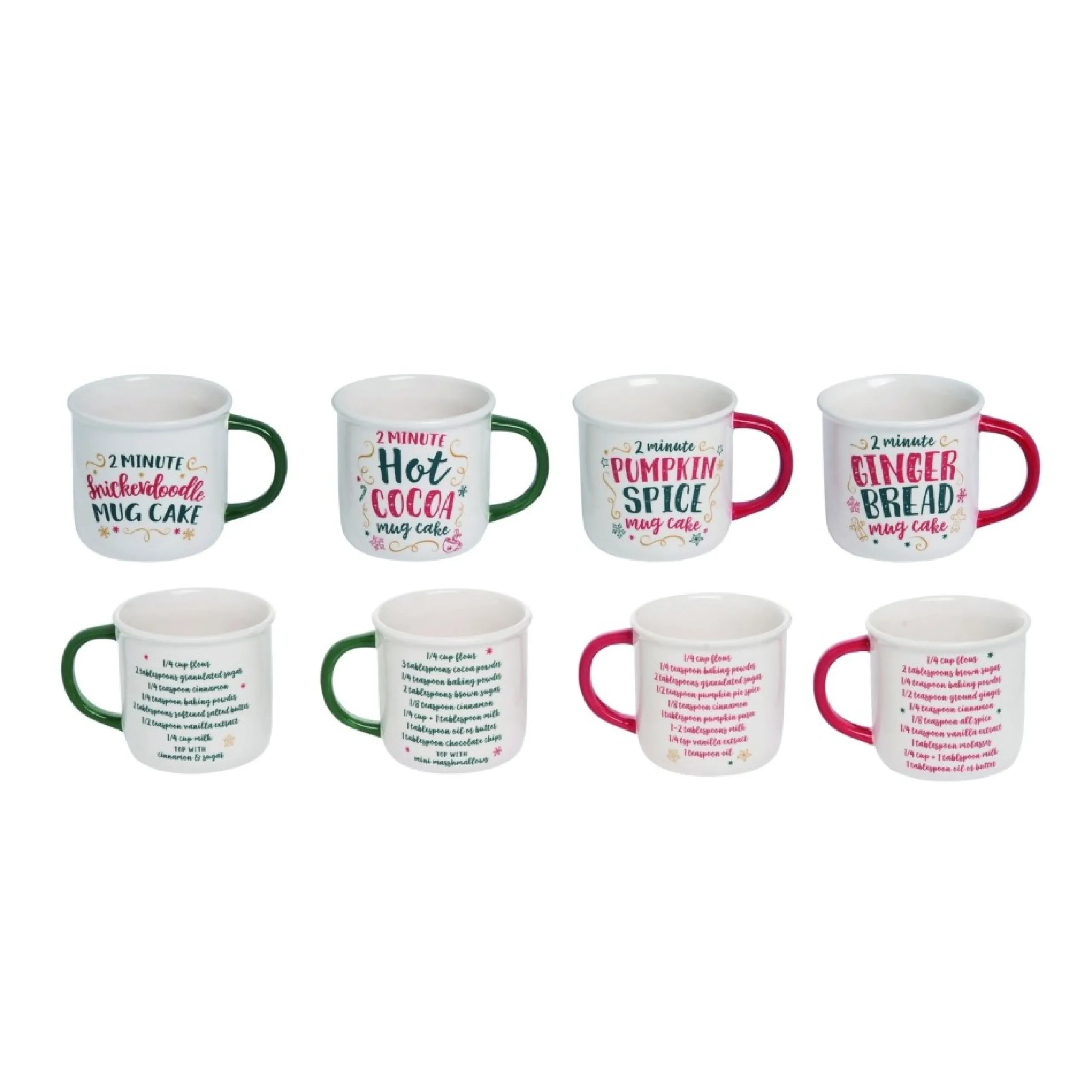 Serving Pieces*Contemporary Home Living Set Of 4 Red And Green Traditional Christmas Recipe Mug Decor 5"