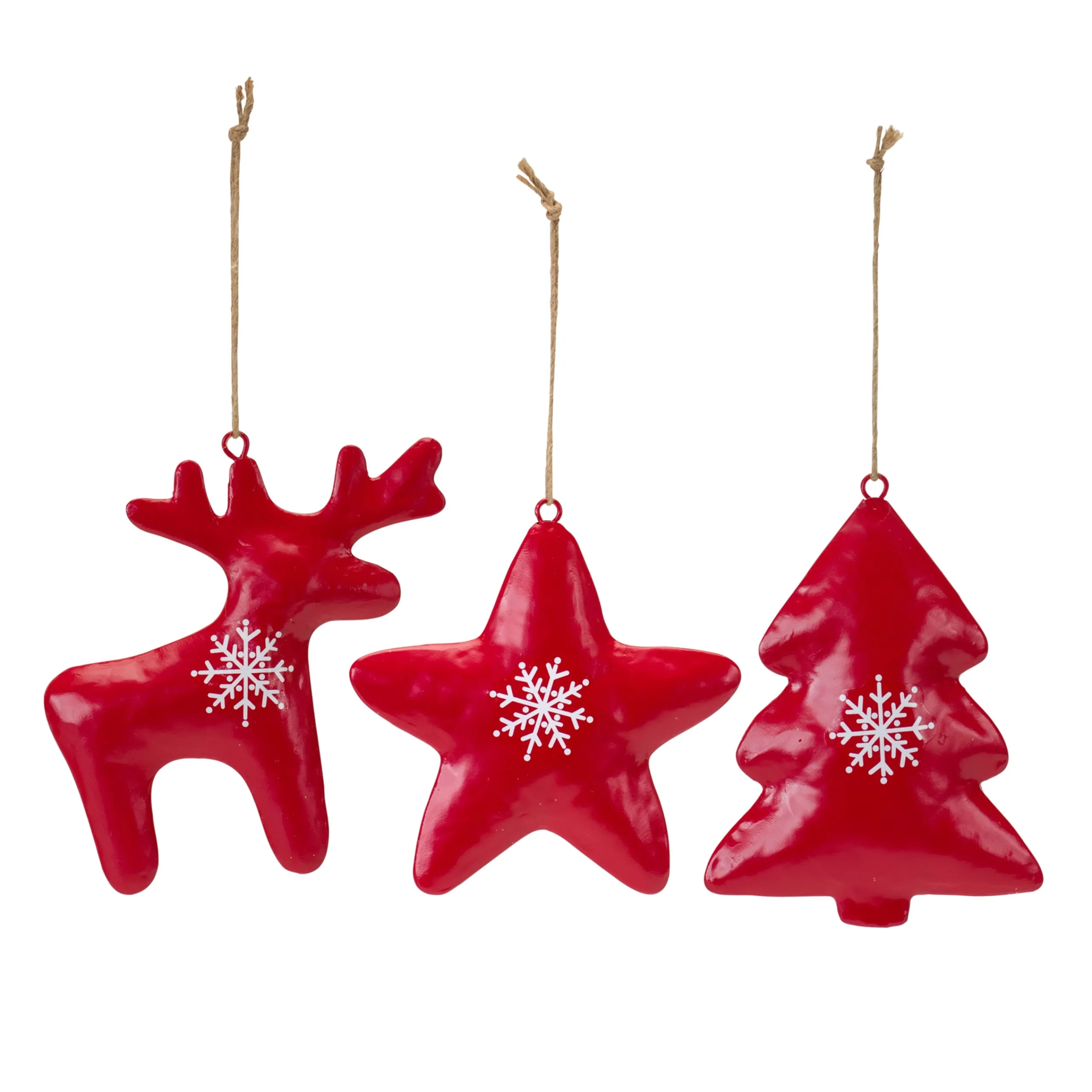 Melrose Stars>Set Of 12 Red And White Christmas Ornaments 6"
