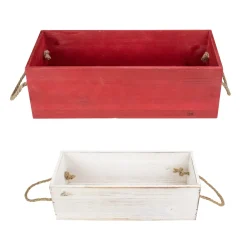 Signs & Plaques*Northlight Set Of 2 Red And White Wood Organizer Box Christmas Decorations 16-Inch