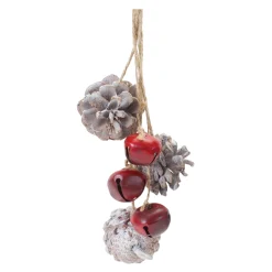 Melrose Bells & Jingle Buddies>Set Of 6 Red Bell And Pine Cone Christmas Ornaments 15"
