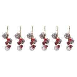 Melrose Bells & Jingle Buddies></noscript>Set Of 6 Red Bell And Pine Cone Christmas Ornaments 15