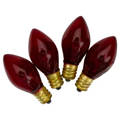 Northlight Set Of 4 Red C7 Transparent Christmas Replacement Bulbs - 2"