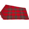 Linens*CC Home Furnishings Set Of 6 Red, Green, And White Plaid Holiday Place Mat 19"