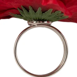 Contemporary Home Living Set Of 4 Red Peony Flower Designed Napkin Rings 5