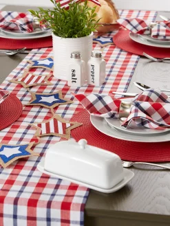 CC Home Furnishings Set Of 6 Red Round Indoor Braided Table Place Mats 14.75