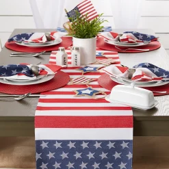 CC Home Furnishings Set Of 6 Red Round Indoor Braided Table Place Mats 14.75