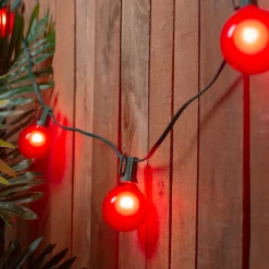 Northlight Set Of 15 Red Satin G50 Globe Christmas Lights - Green Wire