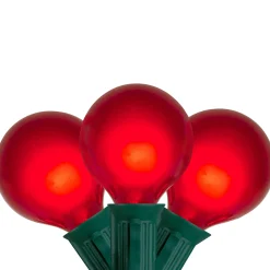 Northlight Set Of 15 Red Satin G50 Globe Christmas Lights - Green Wire