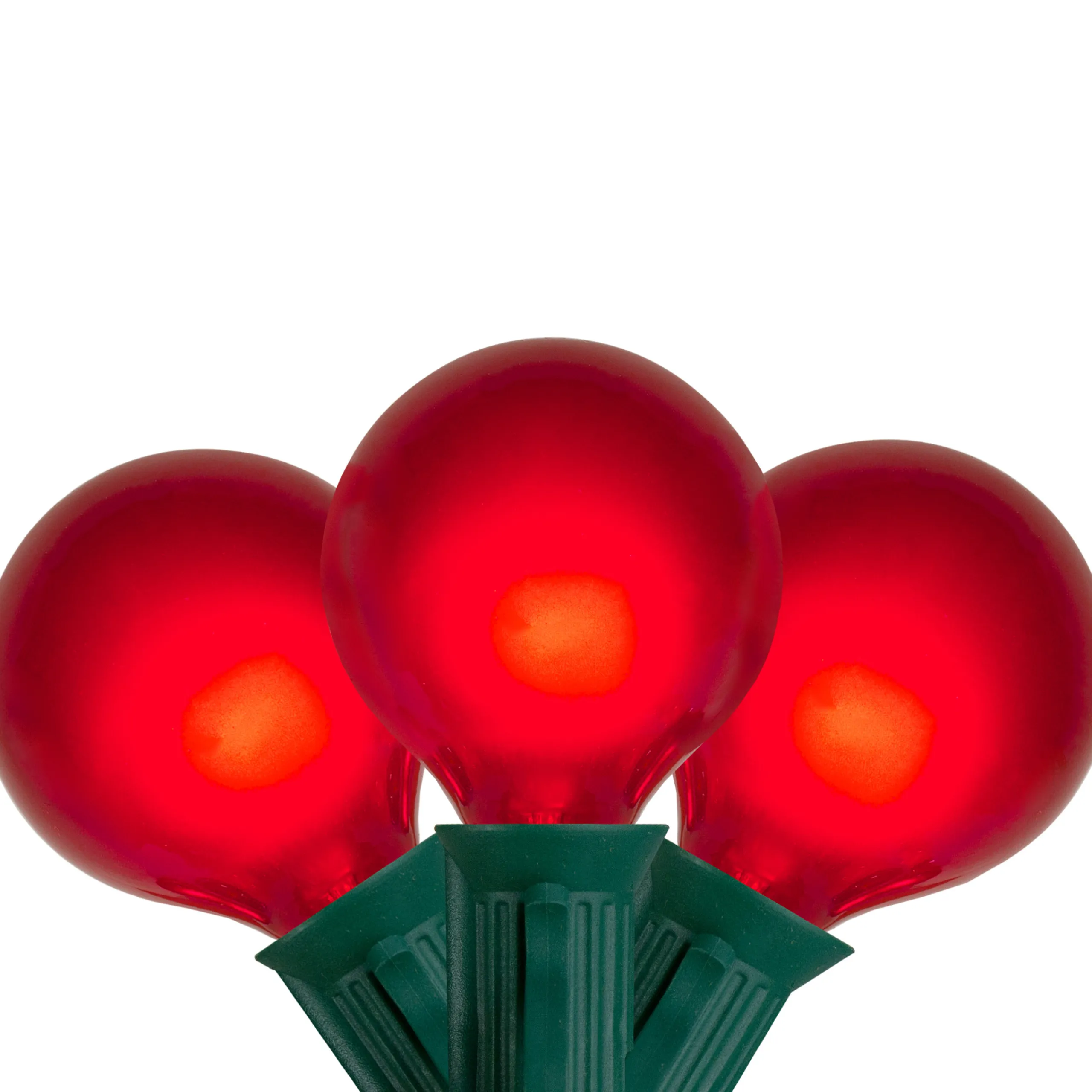 Northlight Set Of 15 Red Satin G50 Globe Christmas Lights - Green Wire