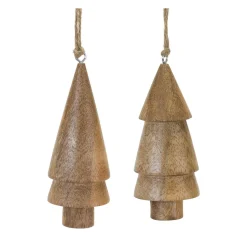 Melrose Trees & Wreaths>Set Of 6 Rustic Pine Tree Christmas Ornaments 5.25"