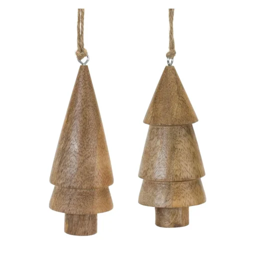 Melrose Trees & Wreaths>Set Of 6 Rustic Pine Tree Christmas Ornaments 5.25"