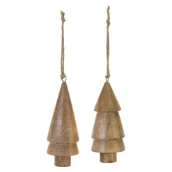 Melrose Trees & Wreaths>Set Of 6 Rustic Pine Tree Christmas Ornaments 5.25"