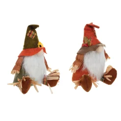 CC Christmas Decor Set Of 2 Scarecrow Gnomes Fall Harvest Figurines 10"