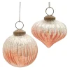 Melrose Balls>Set Of 6 Silver And Orange Ribbed Ombre Glass Christmas Ornaments 3.75"