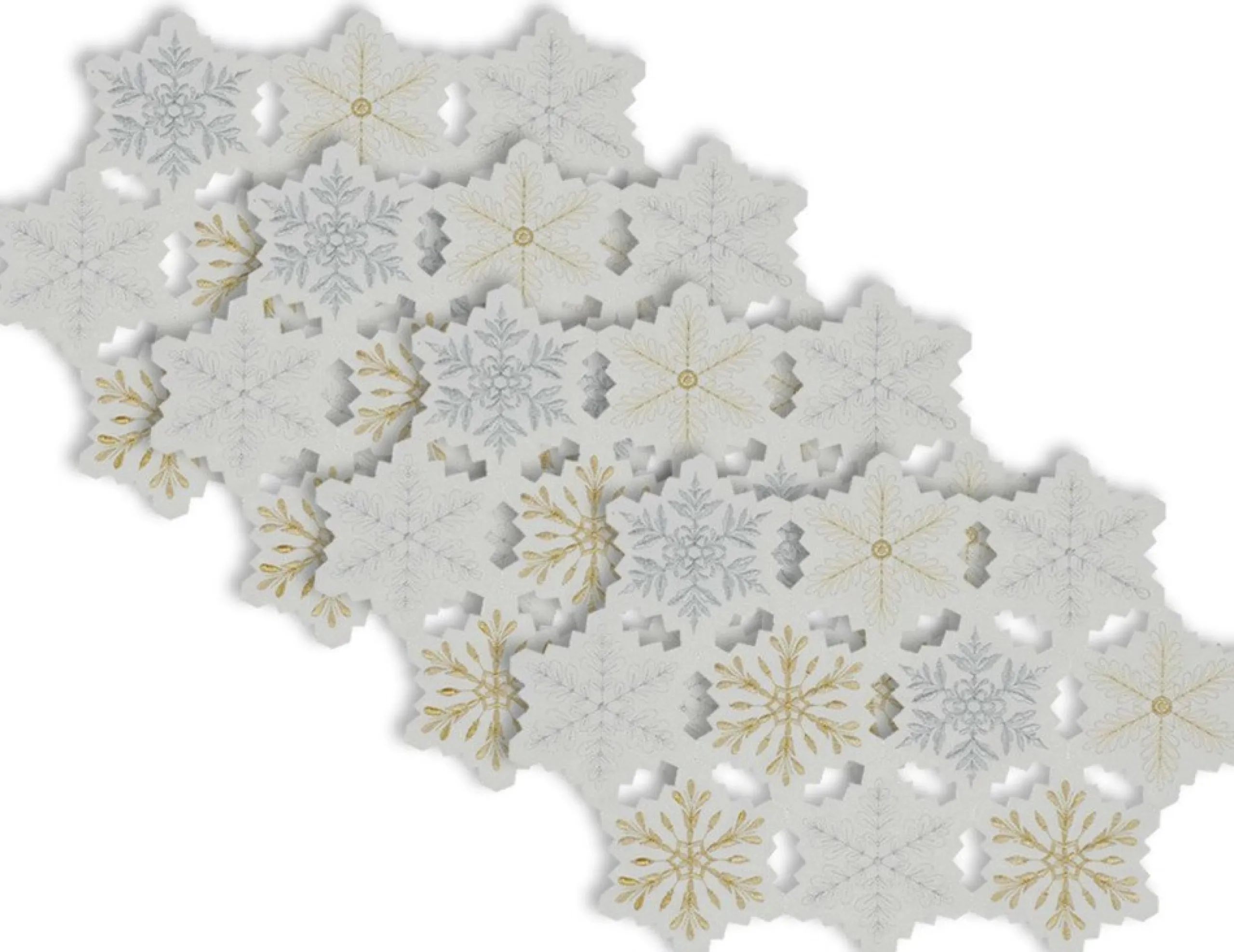 Linens*CC Home Furnishings Set Of 4 Silver Colored Snowflake Design Placemats 19" X 13"