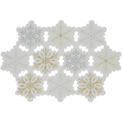 Linens*CC Home Furnishings Set Of 4 Silver Colored Snowflake Design Placemats 19