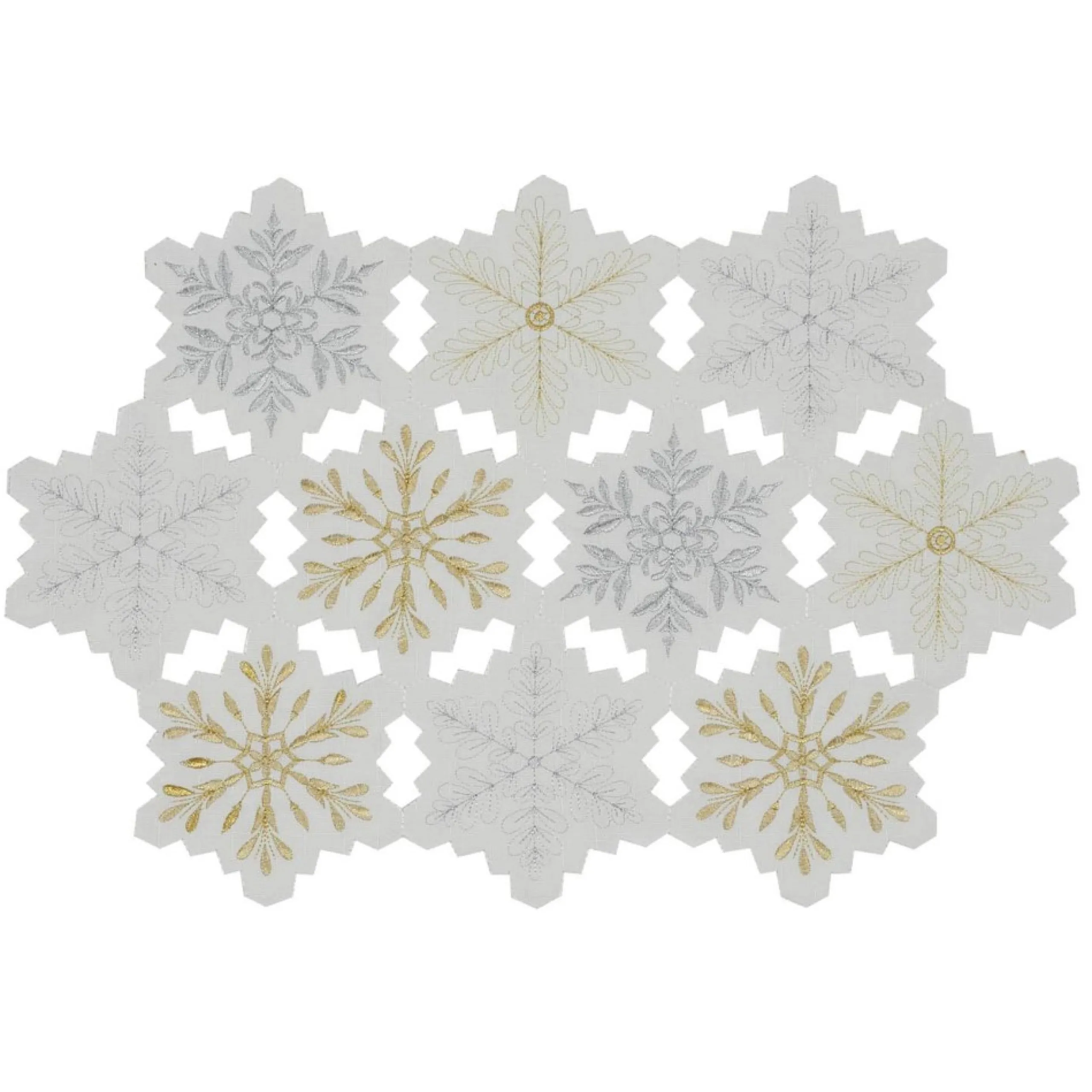 Linens*CC Home Furnishings Set Of 4 Silver Colored Snowflake Design Placemats 19" X 13"