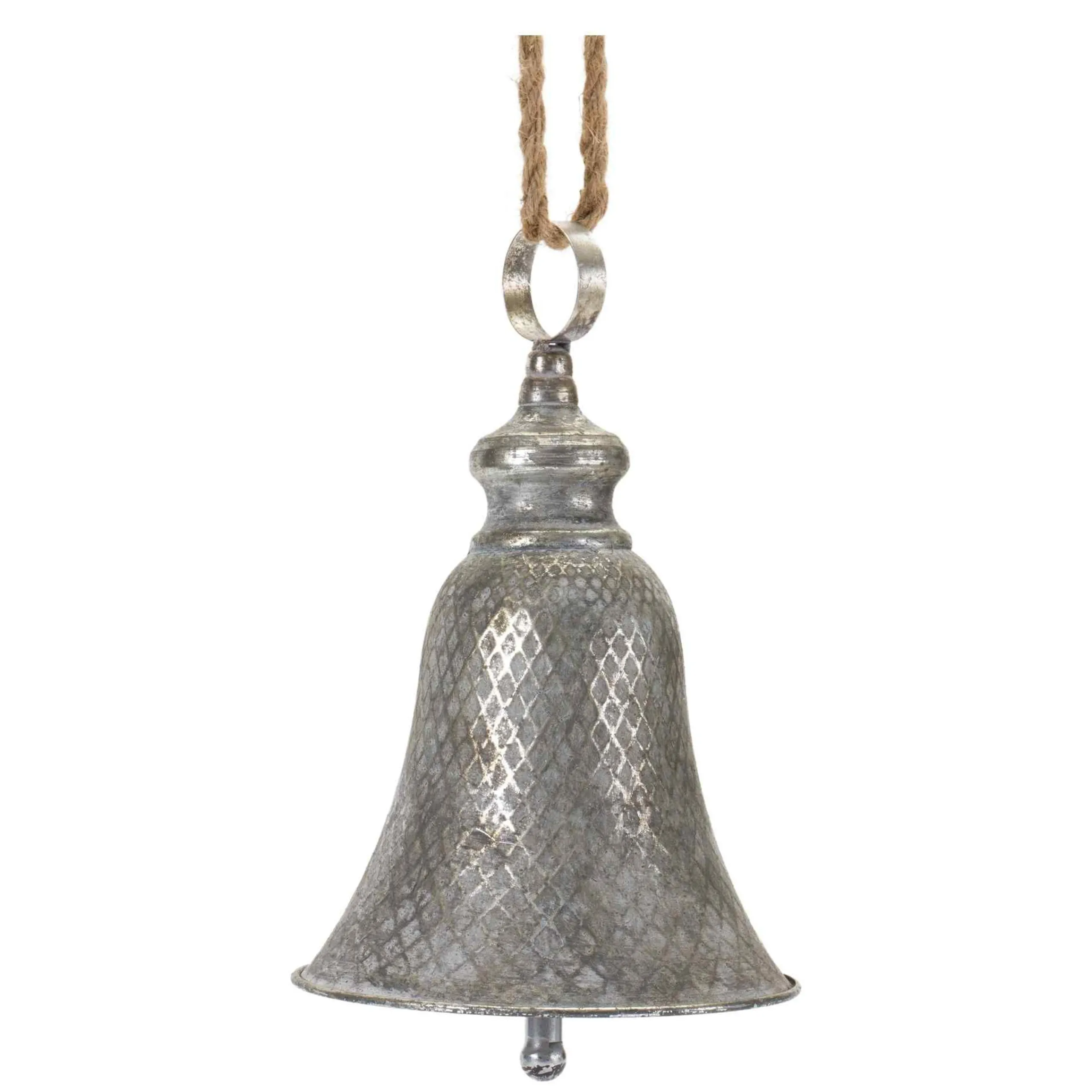 Melrose Bells & Jingle Buddies>Set Of 2 Silver Harlequin Bell Christmas Ornaments 6.75"