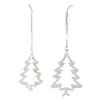 Melrose Trees & Wreaths>Set Of 12 Silver Outline Tree Christmas Ornaments 4.75"