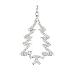 Melrose Trees & Wreaths></noscript>Set Of 12 Silver Outline Tree Christmas Ornaments 4.75