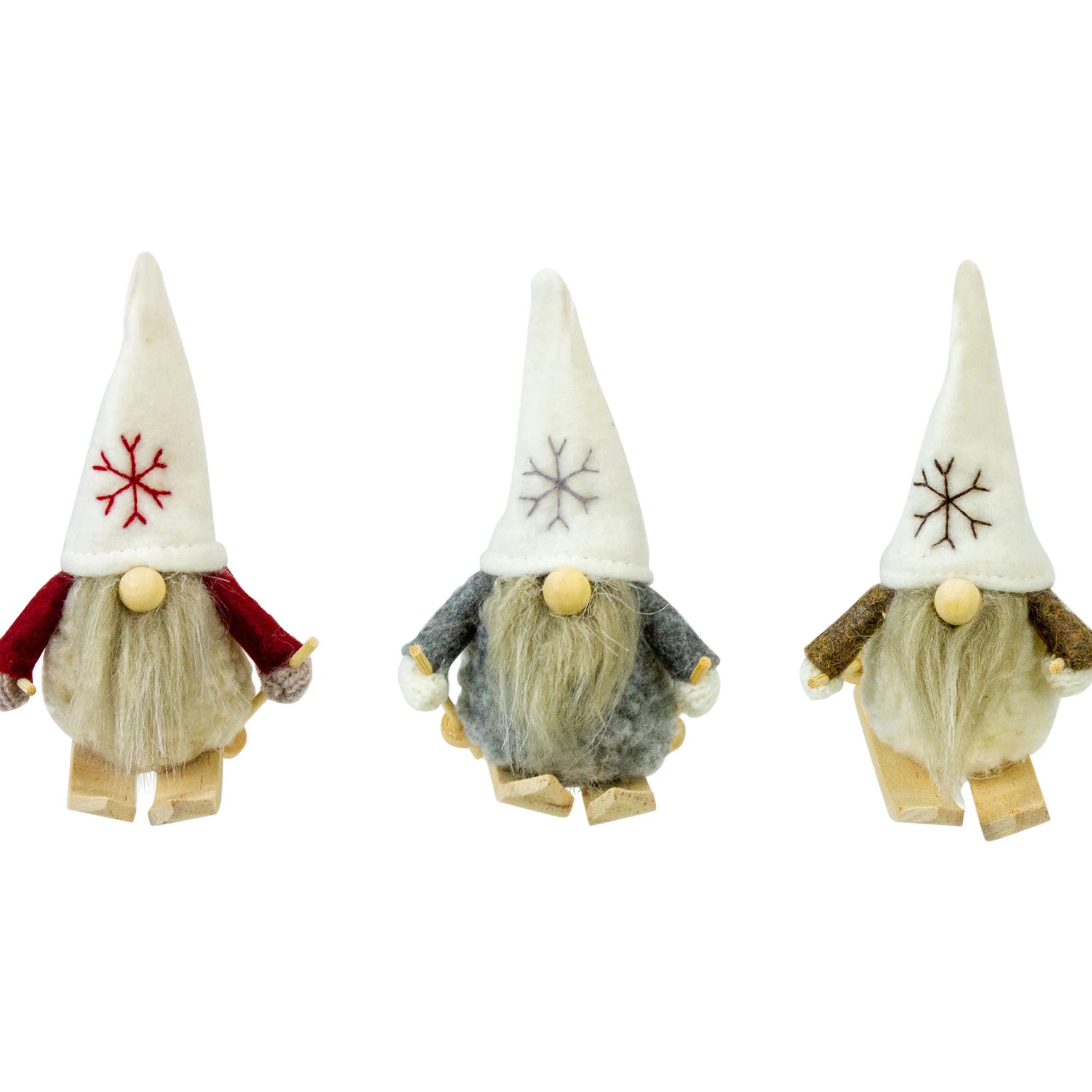 Northlight Fantasy & Sci Fi>Set Of 3 Skiing Gnomes Christmas Ornaments 4.5"