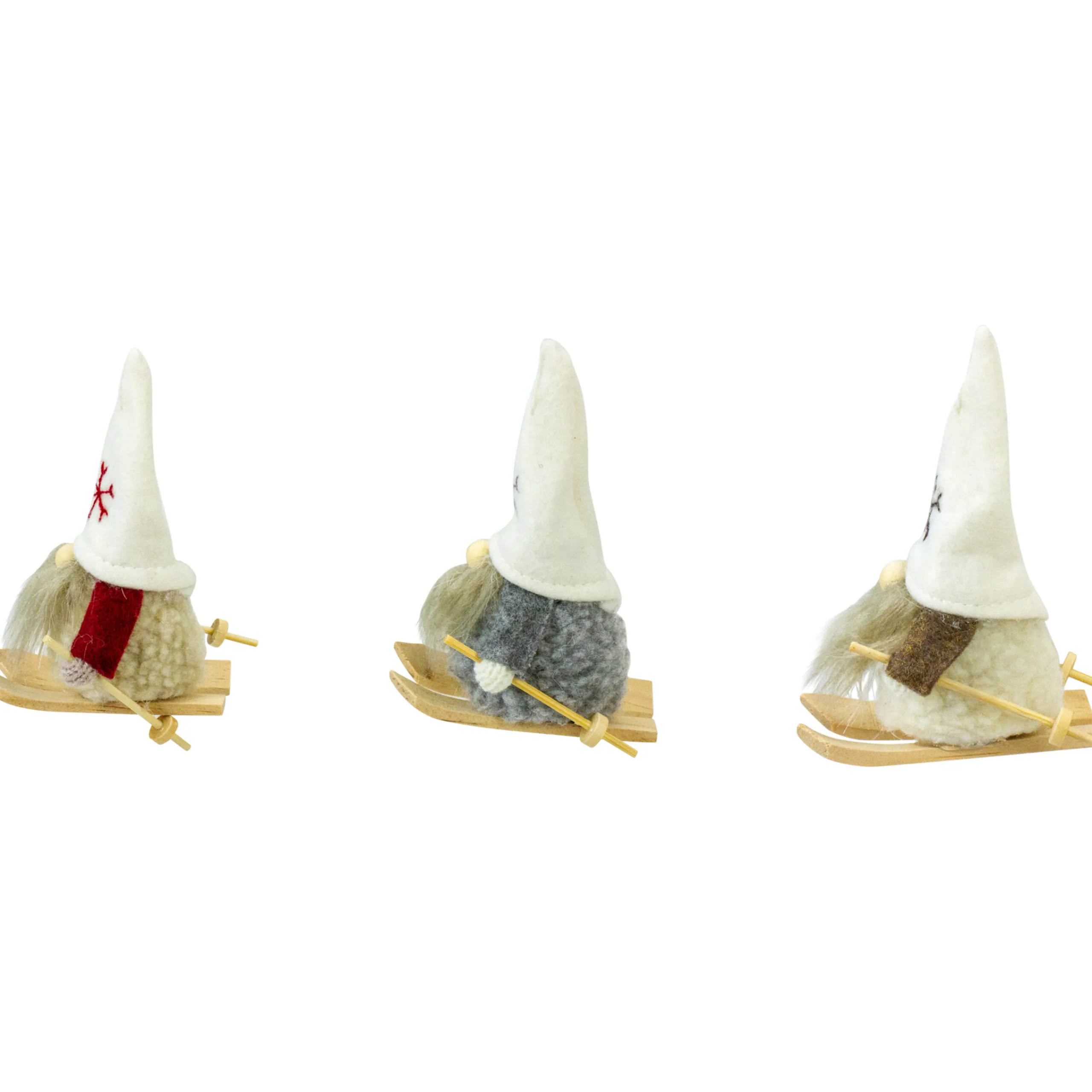 Northlight Fantasy & Sci Fi>Set Of 3 Skiing Gnomes Christmas Ornaments 4.5"