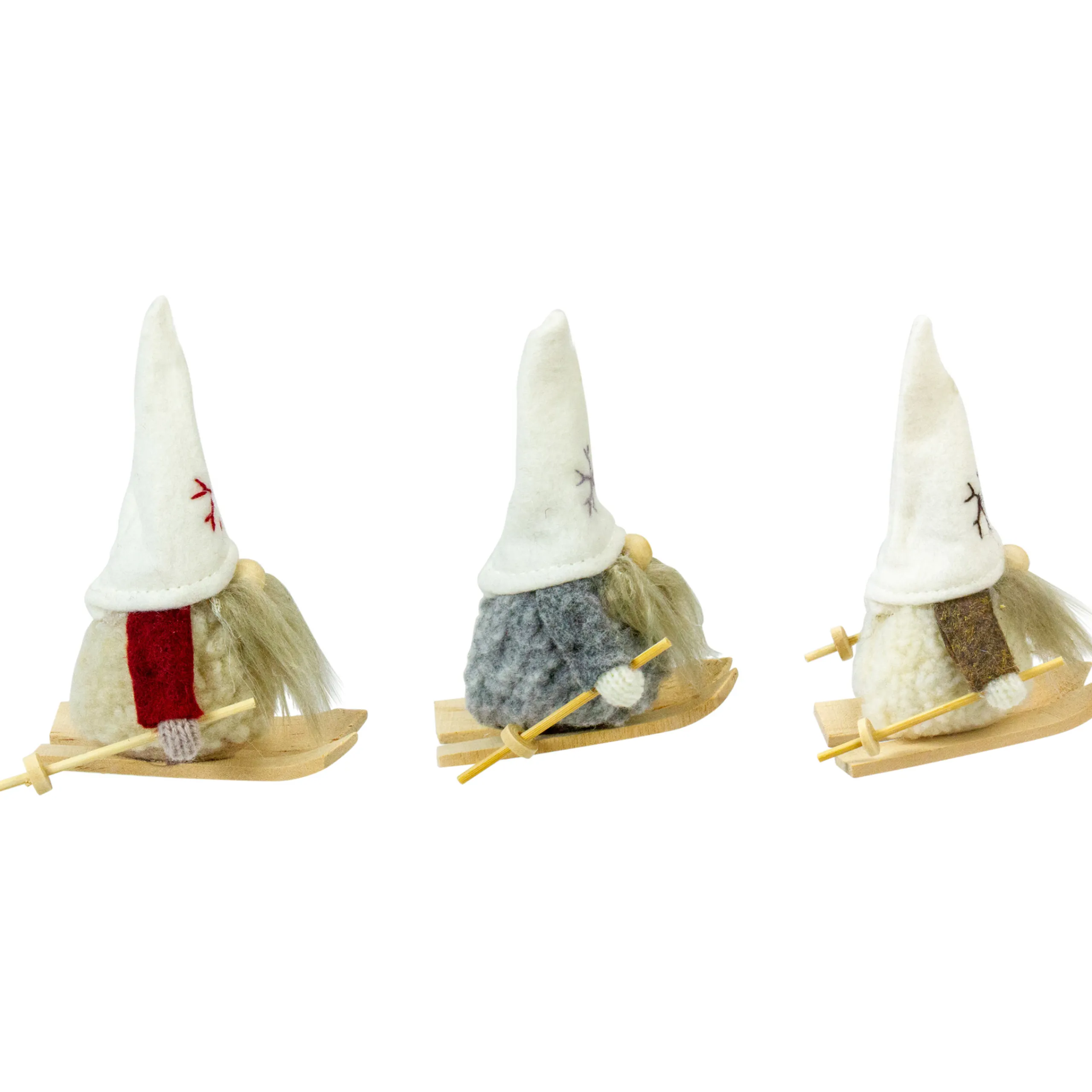 Northlight Fantasy & Sci Fi>Set Of 3 Skiing Gnomes Christmas Ornaments 4.5"