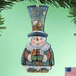 Designocracy Collectible></noscript>Set Of 2 Snowman Old World Christmas Wooden Ornaments 5.5