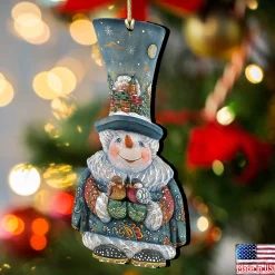 Designocracy Collectible></noscript>Set Of 2 Snowman Old World Christmas Wooden Ornaments 5.5