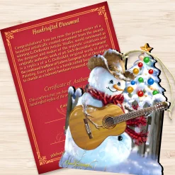Designocracy Entertainment></noscript>Set Of 2 Snowman Playing Guitar Wooden Christmas Ornaments 5.5