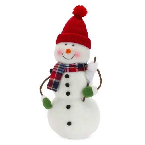 Plush Figures*Melrose Set Of 4 Snowman With Plaid Scarf Christmas Plush Figures 11"