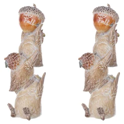Melrose Set Of 2 Stacking Bird "Happy Fall" Tabletop Figurines 9"