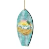 Designocracy Beach & Tropical>Set Of 2 Surfboard Beach Scene Wooden Christmas Ornaments 5.5"