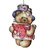Designocracy Snowmen>Set Of 2 Teddy Bear "To Santa North Pole" Wooden Christmas Ornaments 5.5"