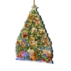 Designocracy Stars>Set Of 2 Teddy Bear Tree With Gifts Wooden Christmas Ornaments 5.5"