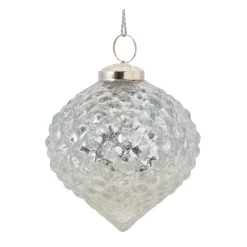 Melrose Pendants & Drops></noscript>Set Of 6 Textured Mercury Glass Christmas Ornaments 4.25