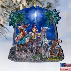 Designocracy Nativity & Religious></noscript>Set Of 2 Three Kings Wooden Christmas Ornaments 5.5