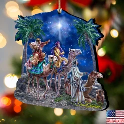 Designocracy Nativity & Religious></noscript>Set Of 2 Three Kings Wooden Christmas Ornaments 5.5