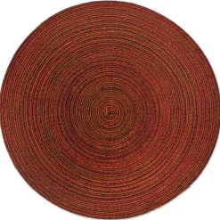 Linens*CC Home Furnishings Set Of 6 Variegated Red Round Woven Placemats 15